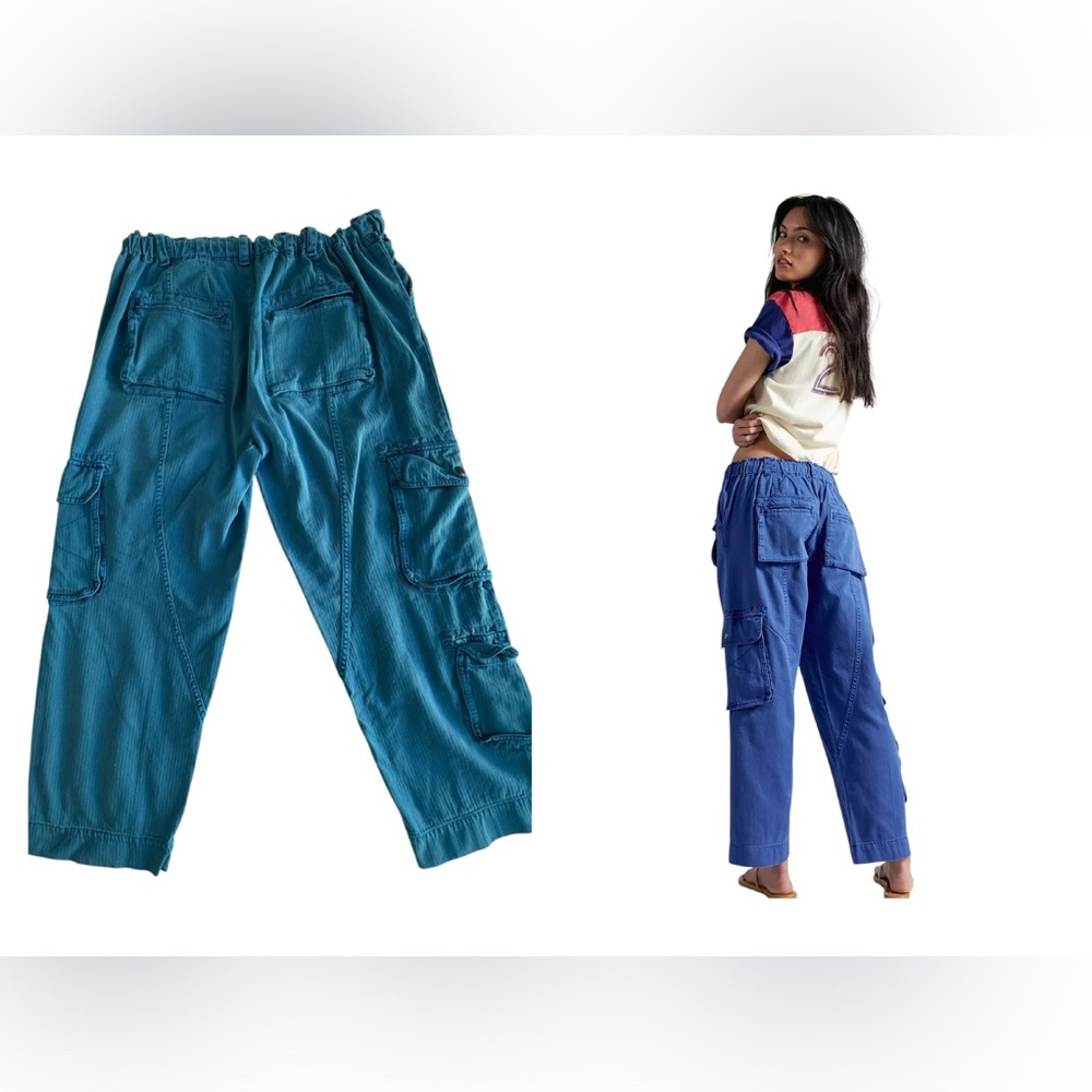 We The Free Tahiti Cargo Pants W’s M Lake Victoria Blue Cargo Joggers Utility - Picture 2 of 16